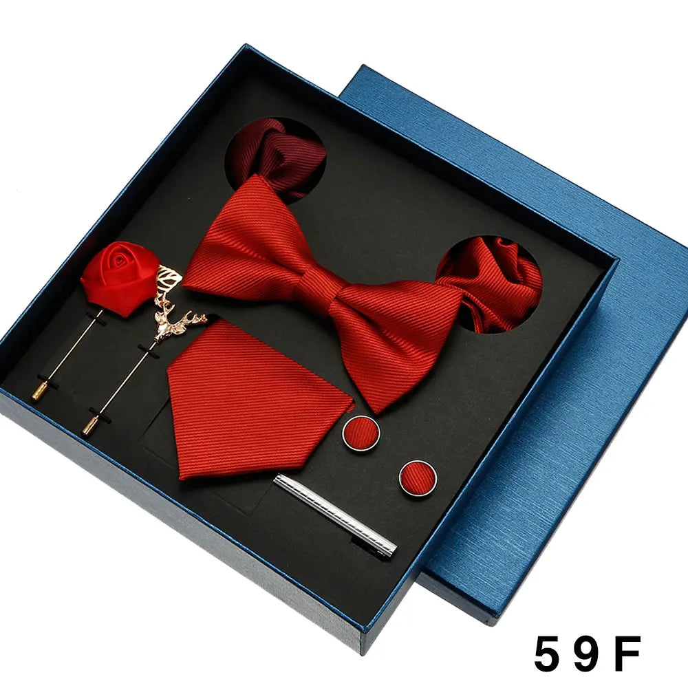 Sets Mens Solid Color Necktie Party Wedding Gift