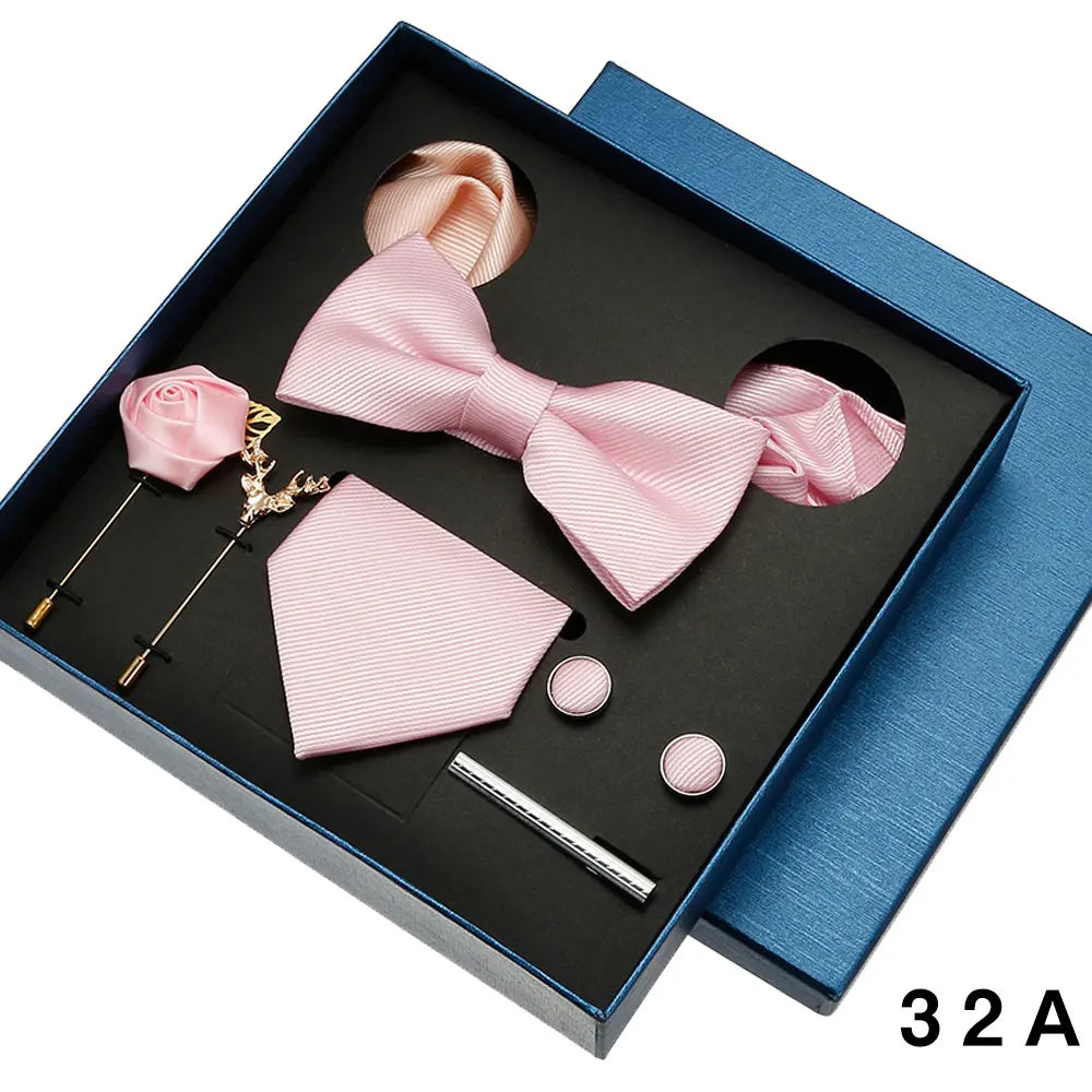 Sets Mens Solid Color Necktie Party Wedding Gift