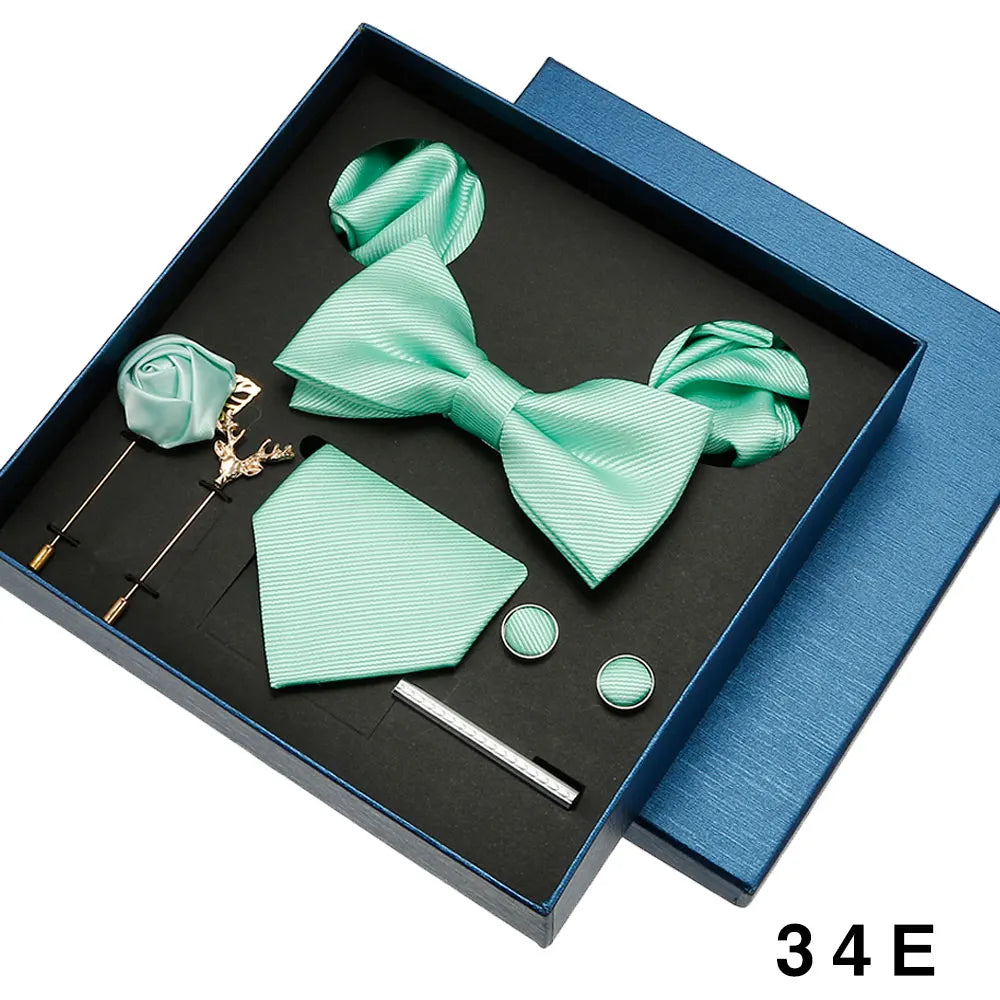Sets Mens Solid Color Necktie Party Wedding Gift