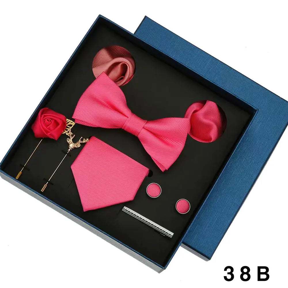 Sets Mens Solid Color Necktie Party Wedding Gift