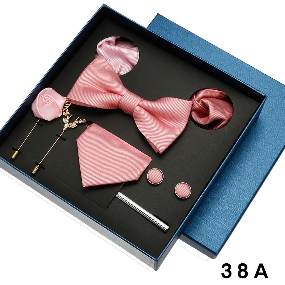 Sets Mens Solid Color Necktie Party Wedding Gift
