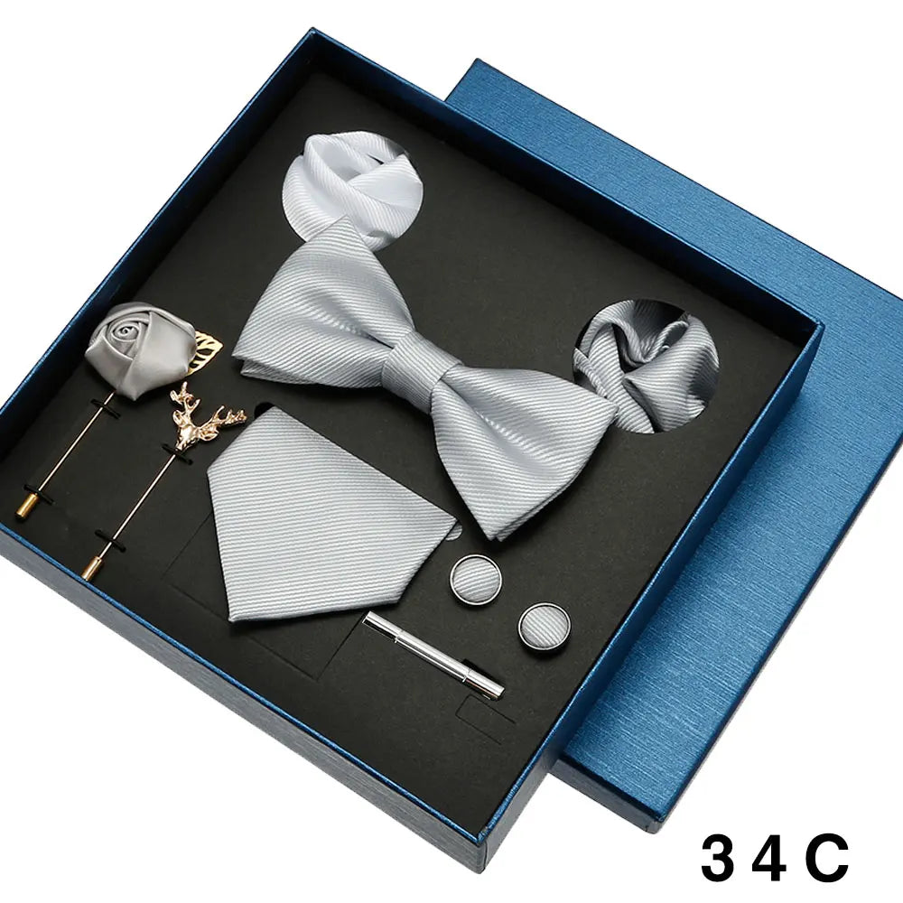 Sets Mens Solid Color Necktie Party Wedding Gift