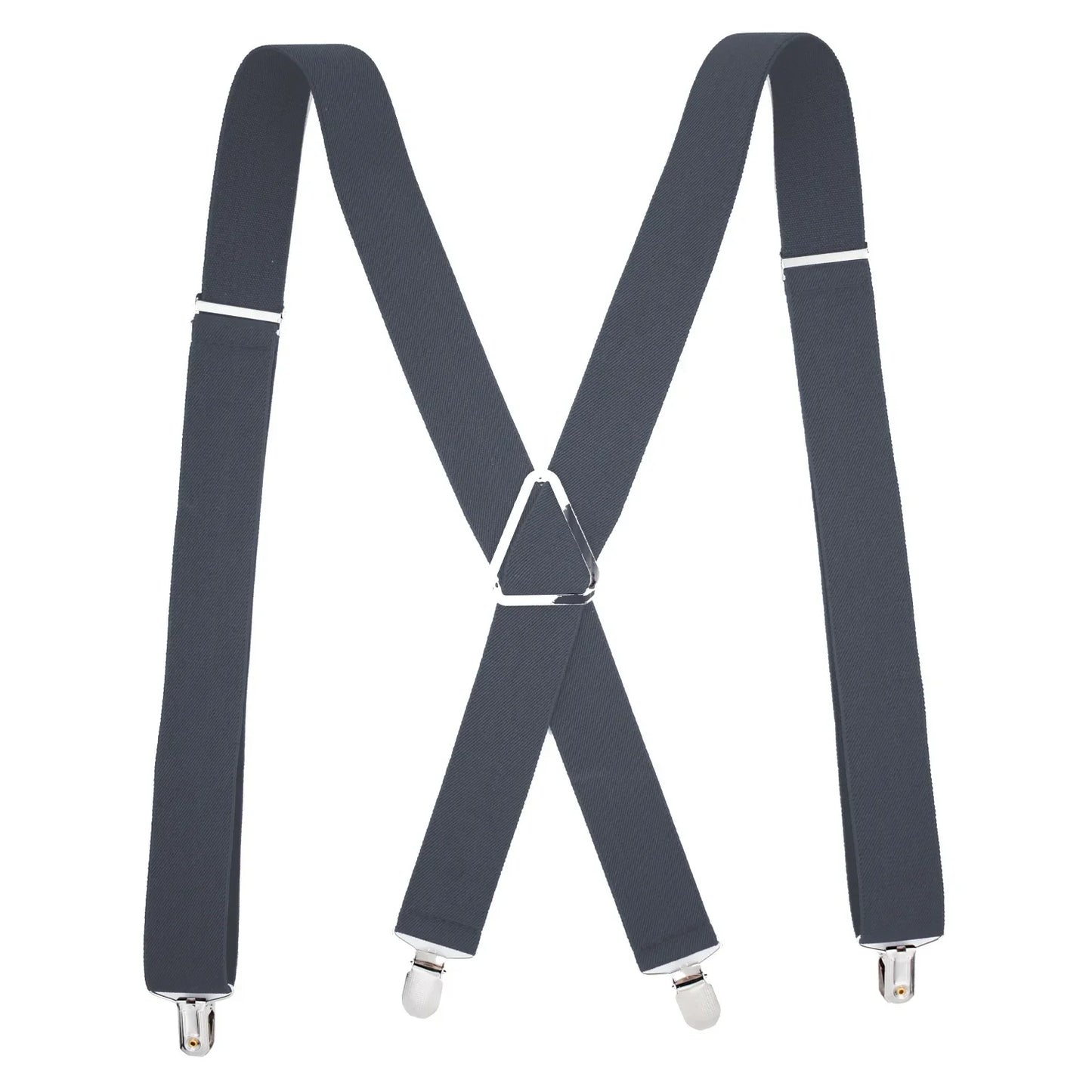 Suspenders Men 4 Clip 3.5cm Width Braces Adjustable Elastic X Back Pants