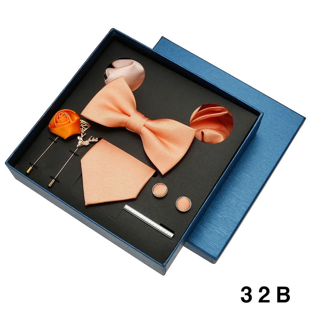 Sets Mens Solid Color Necktie Party Wedding Gift