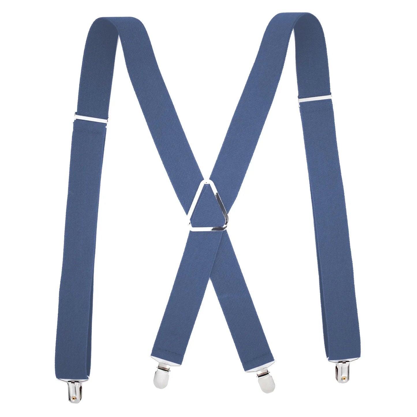Suspenders Men 4 Clip 3.5cm Width Braces Adjustable Elastic X Back Pants