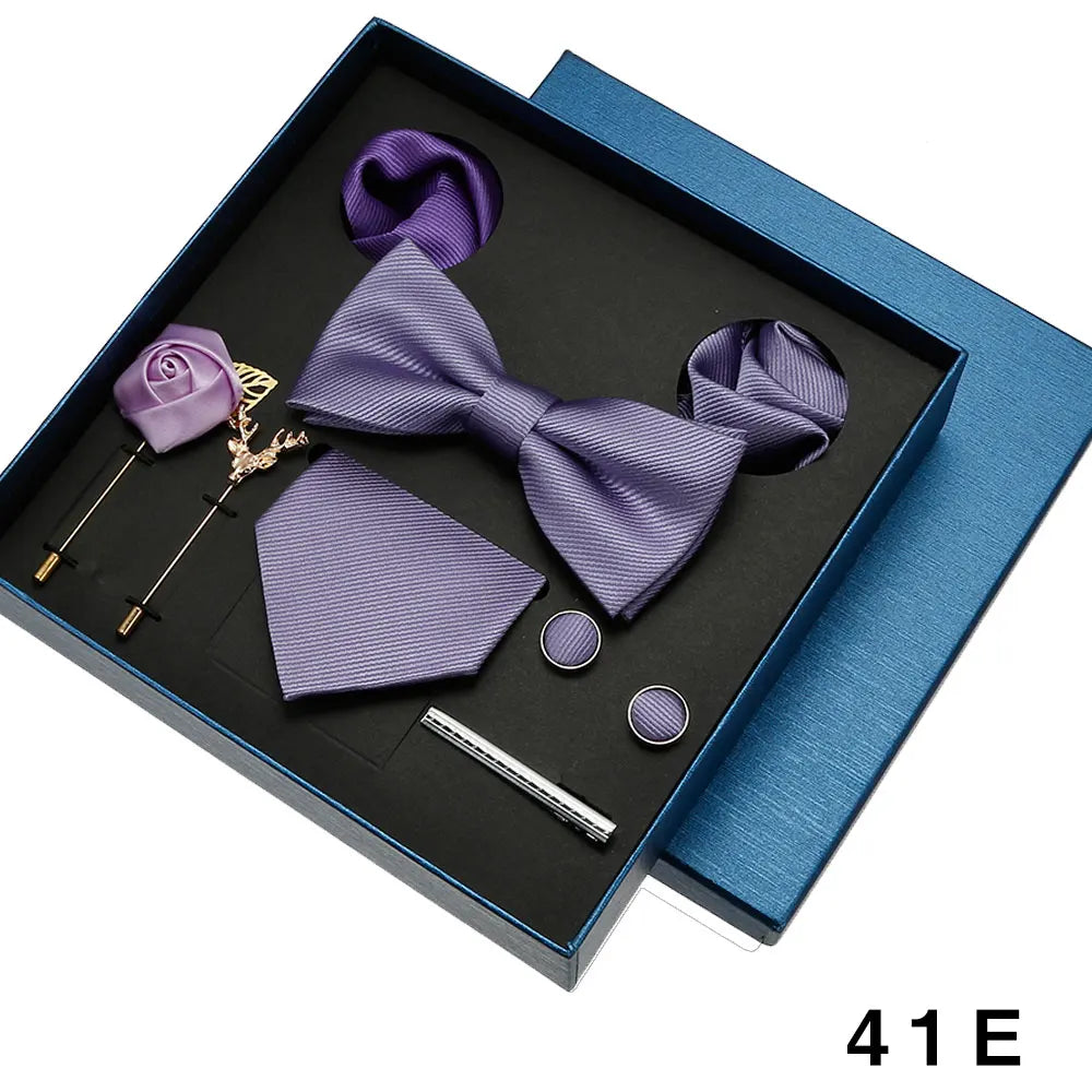 Sets Mens Solid Color Necktie Party Wedding Gift