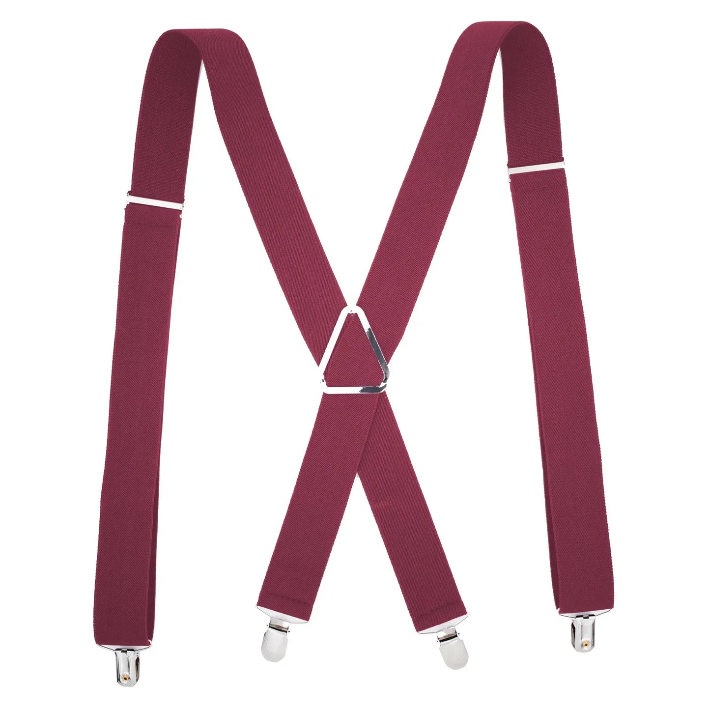 Suspenders Men 4 Clip 3.5cm Width Braces Adjustable Elastic X Back Pants