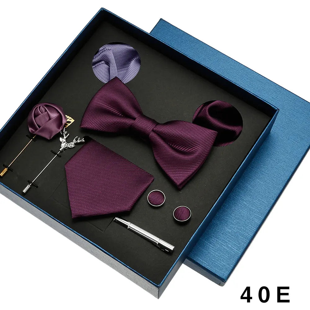 Sets Mens Solid Color Necktie Party Wedding Gift
