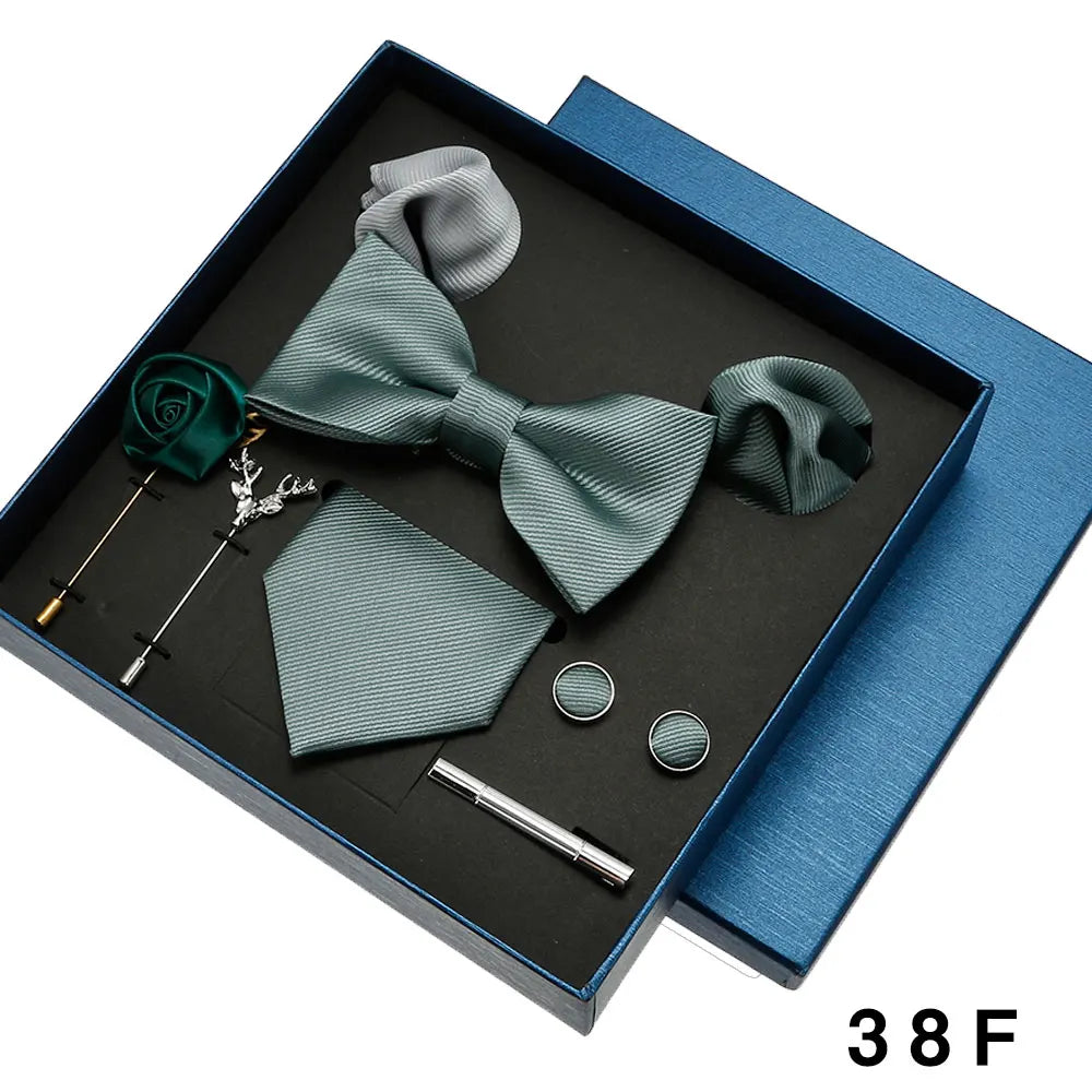 Sets Mens Solid Color Necktie Party Wedding Gift