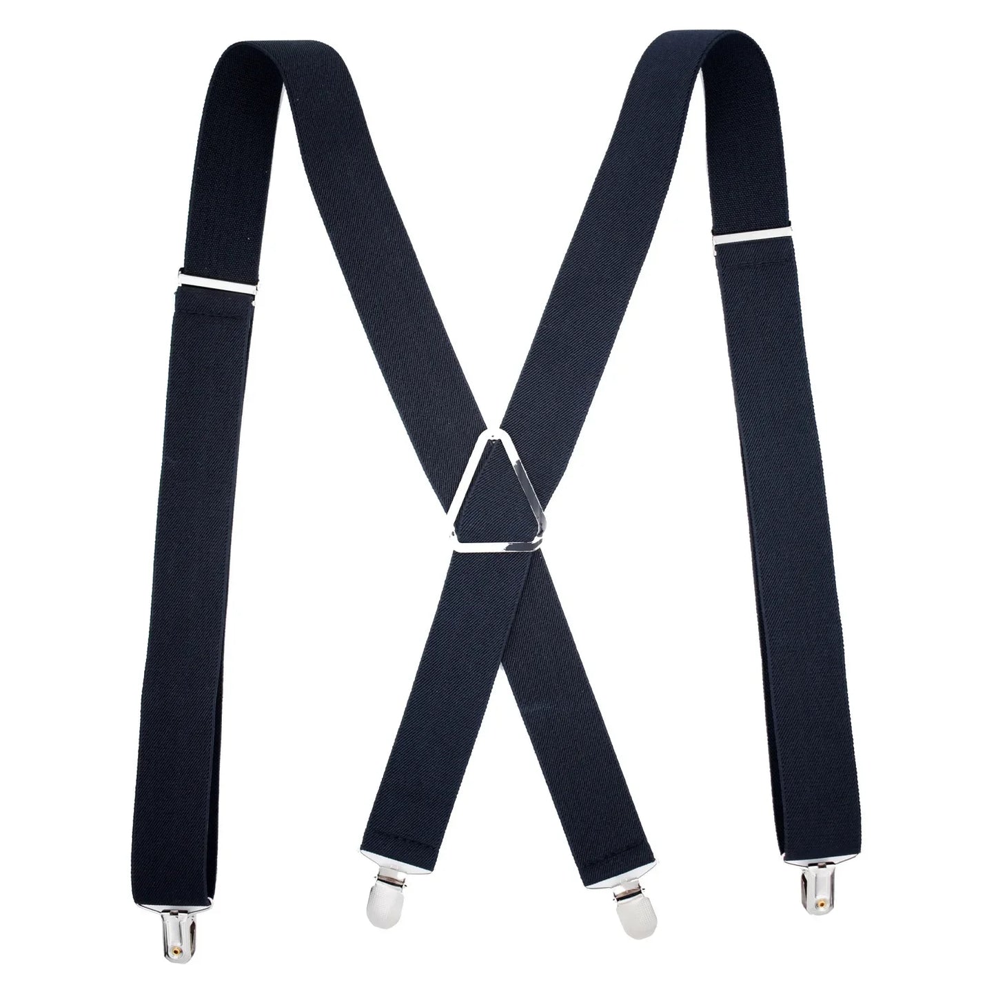 Suspenders Men 4 Clip 3.5cm Width Braces Adjustable Elastic X Back Pants