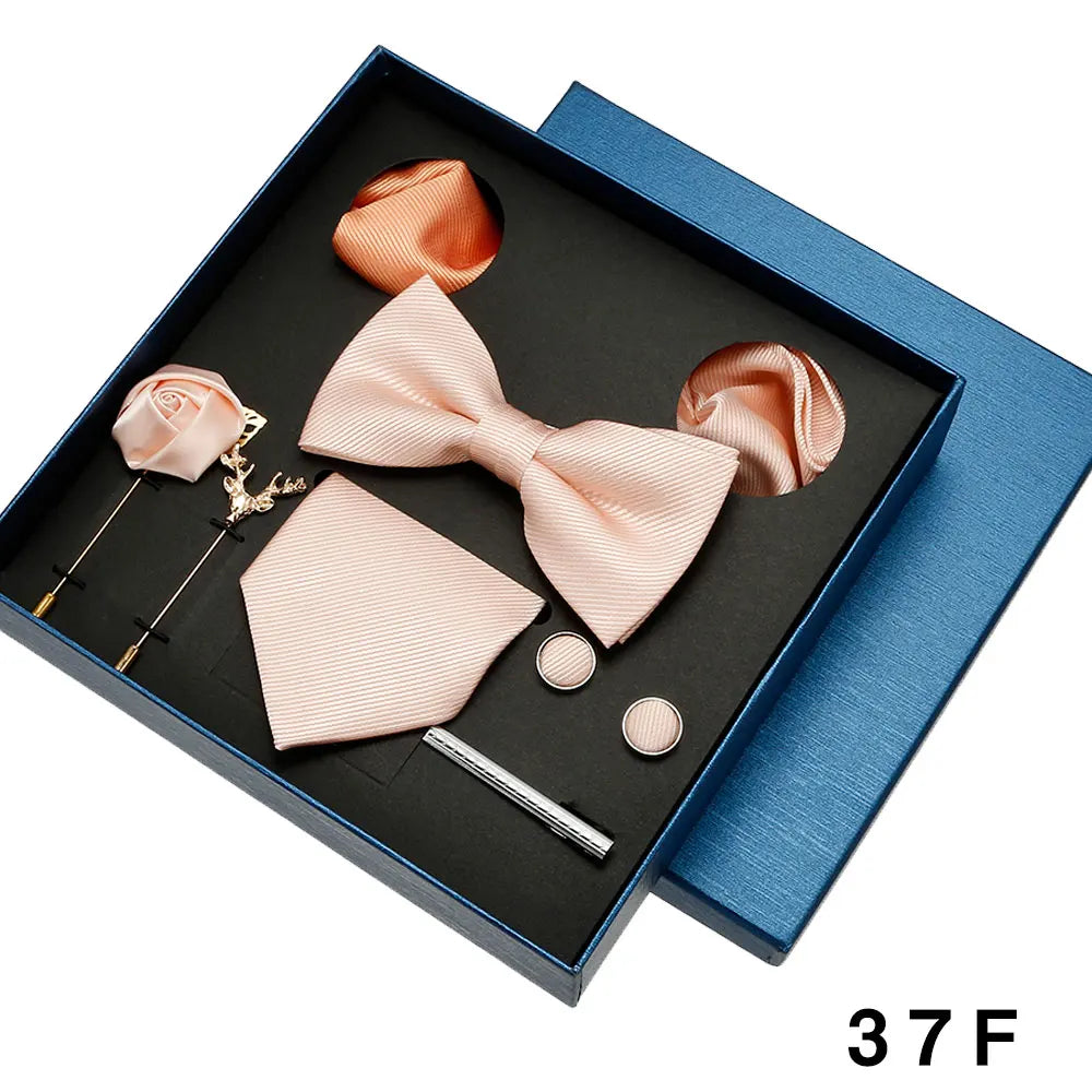 Sets Mens Solid Color Necktie Party Wedding Gift
