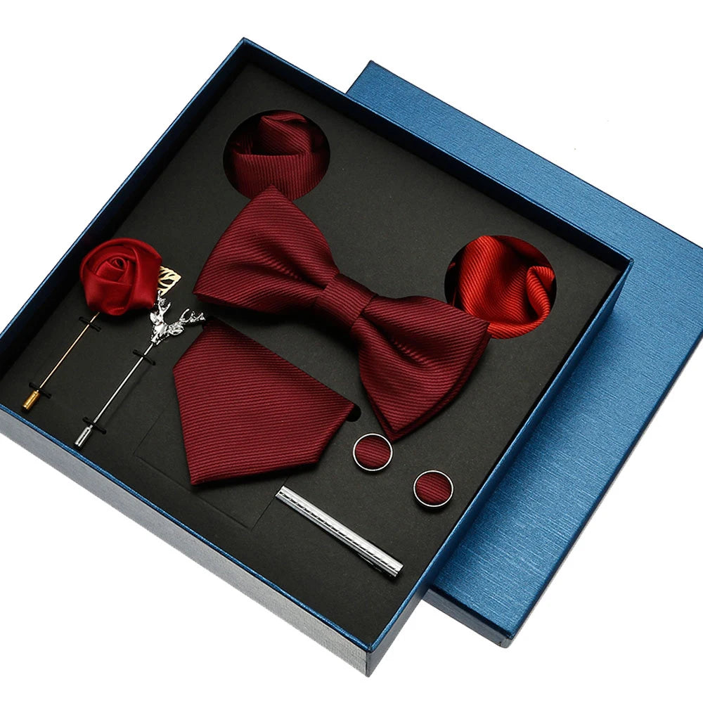 Sets Mens Solid Color Necktie Party Wedding Gift