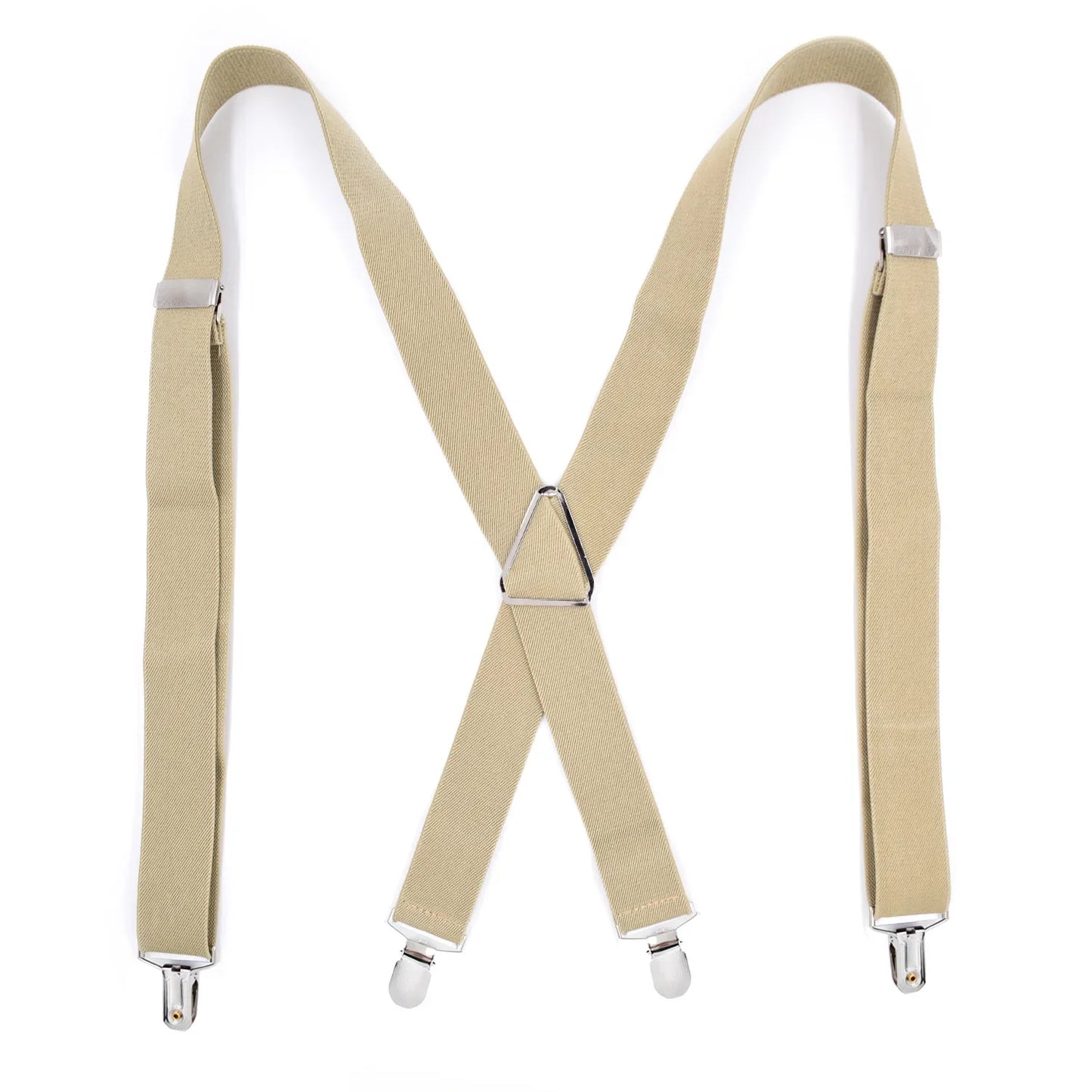 Suspenders Men 4 Clip 3.5cm Width Braces Adjustable Elastic X Back Pants