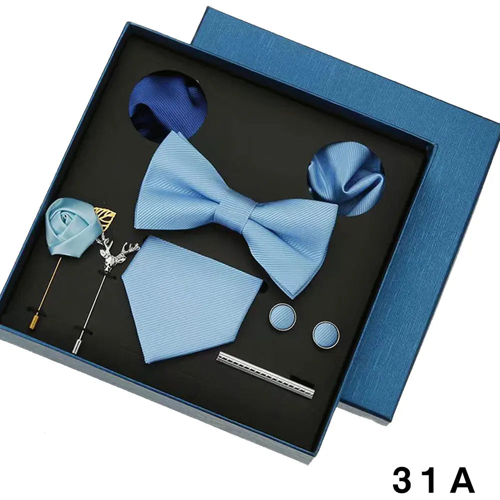 Sets Mens Solid Color Necktie Party Wedding Gift