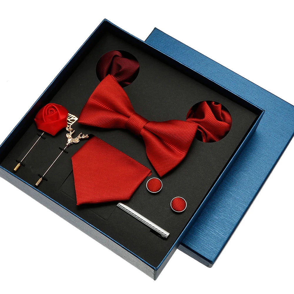 Sets Mens Solid Color Necktie Party Wedding Gift