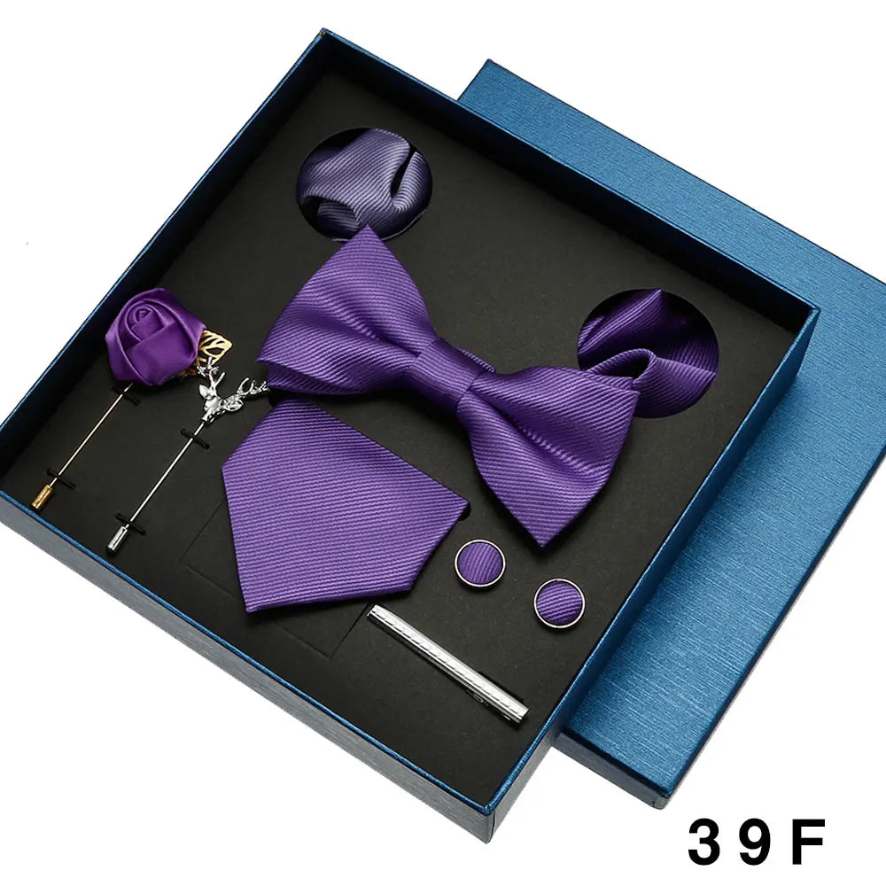 Sets Mens Solid Color Necktie Party Wedding Gift