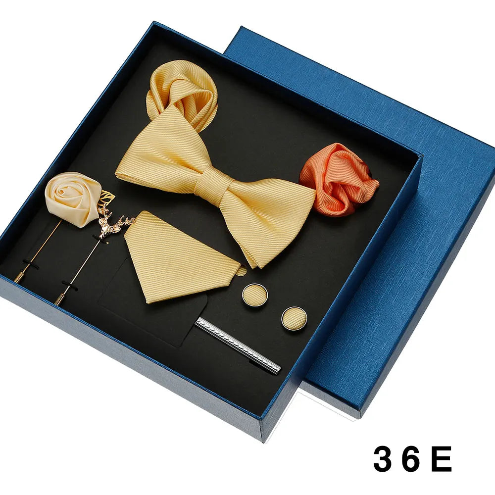 Sets Mens Solid Color Necktie Party Wedding Gift