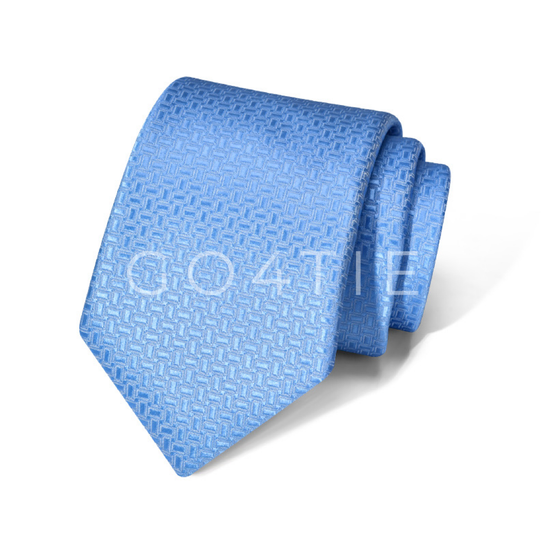 Light Blue Necktie with Mini Square Pattern – 7 cm Width