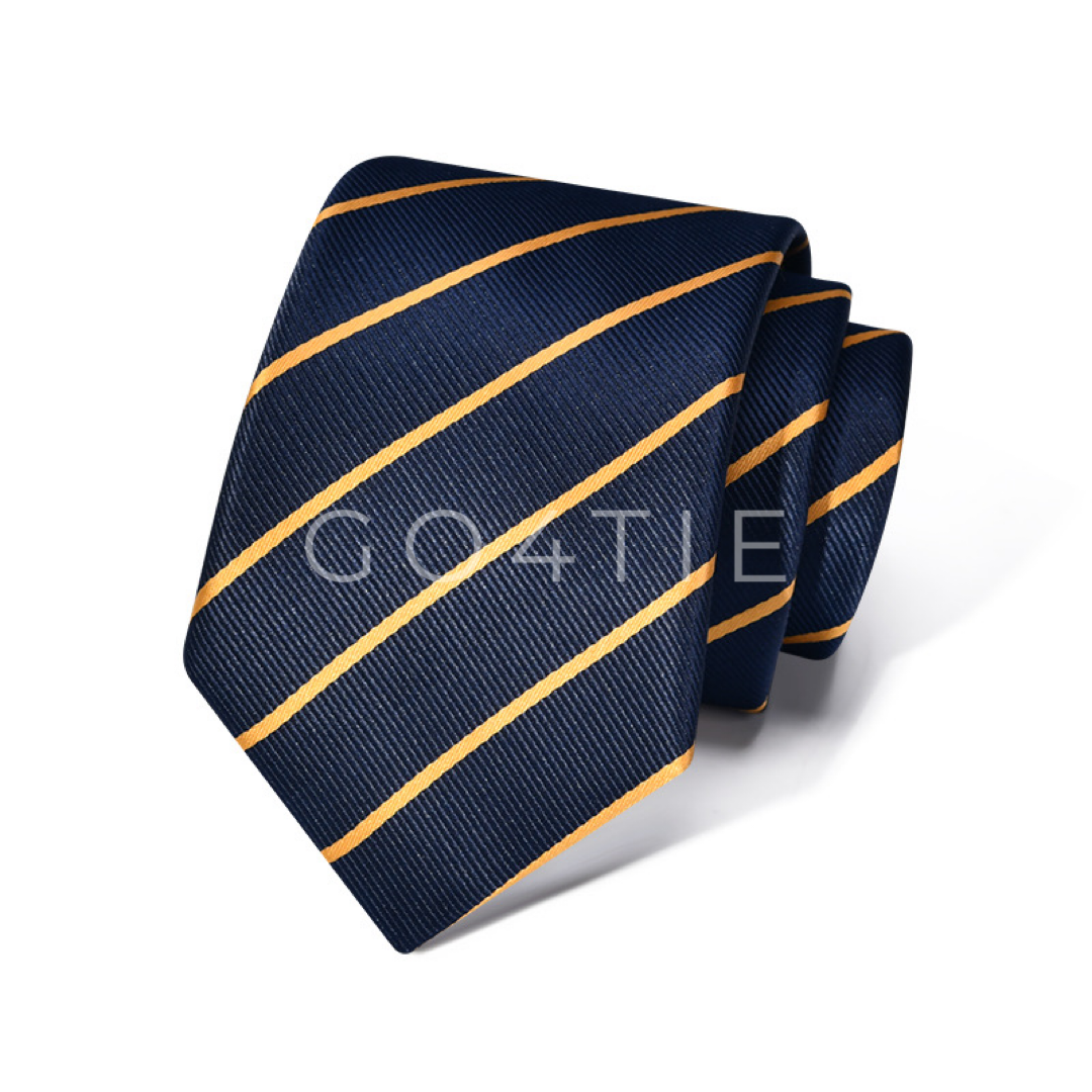 Dark Blue Necktie with Yellow Stripes – 7 cm Width