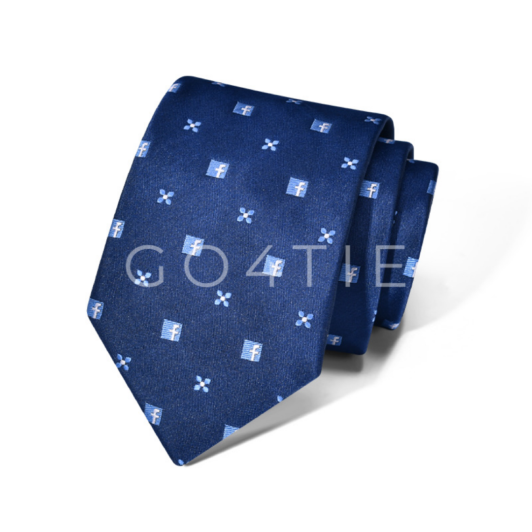 Dark Blue Necktie with Mini F Logo - 7cm Width