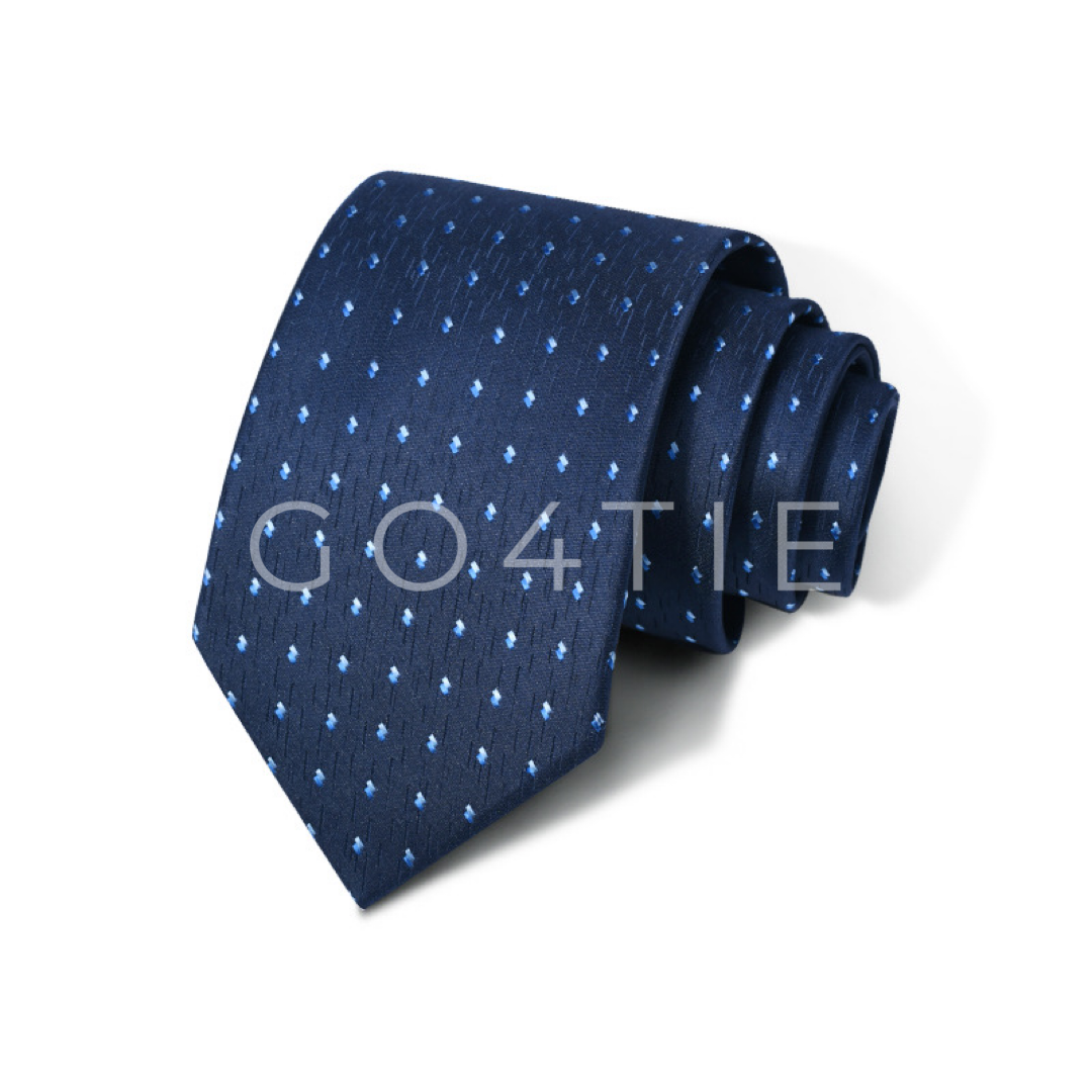 Dark Blue Necktie with Light Blue Mini Dots – 7 cm Width