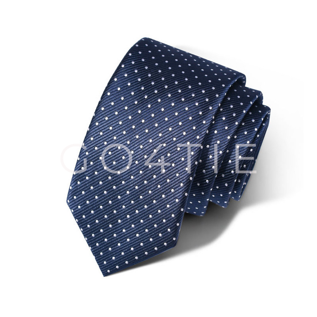 Deep navy Micro-Dot -6cm Slim Cut